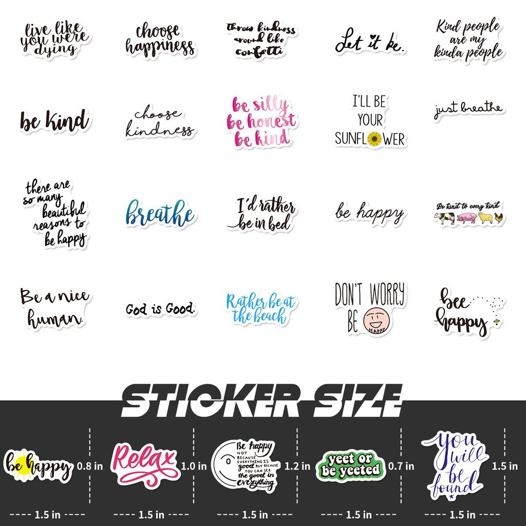 50 Small Size 4cm Motivational Text Stickers Water Cup Helmet Suitcase Water Cup English Alphabet Phrase Stickers