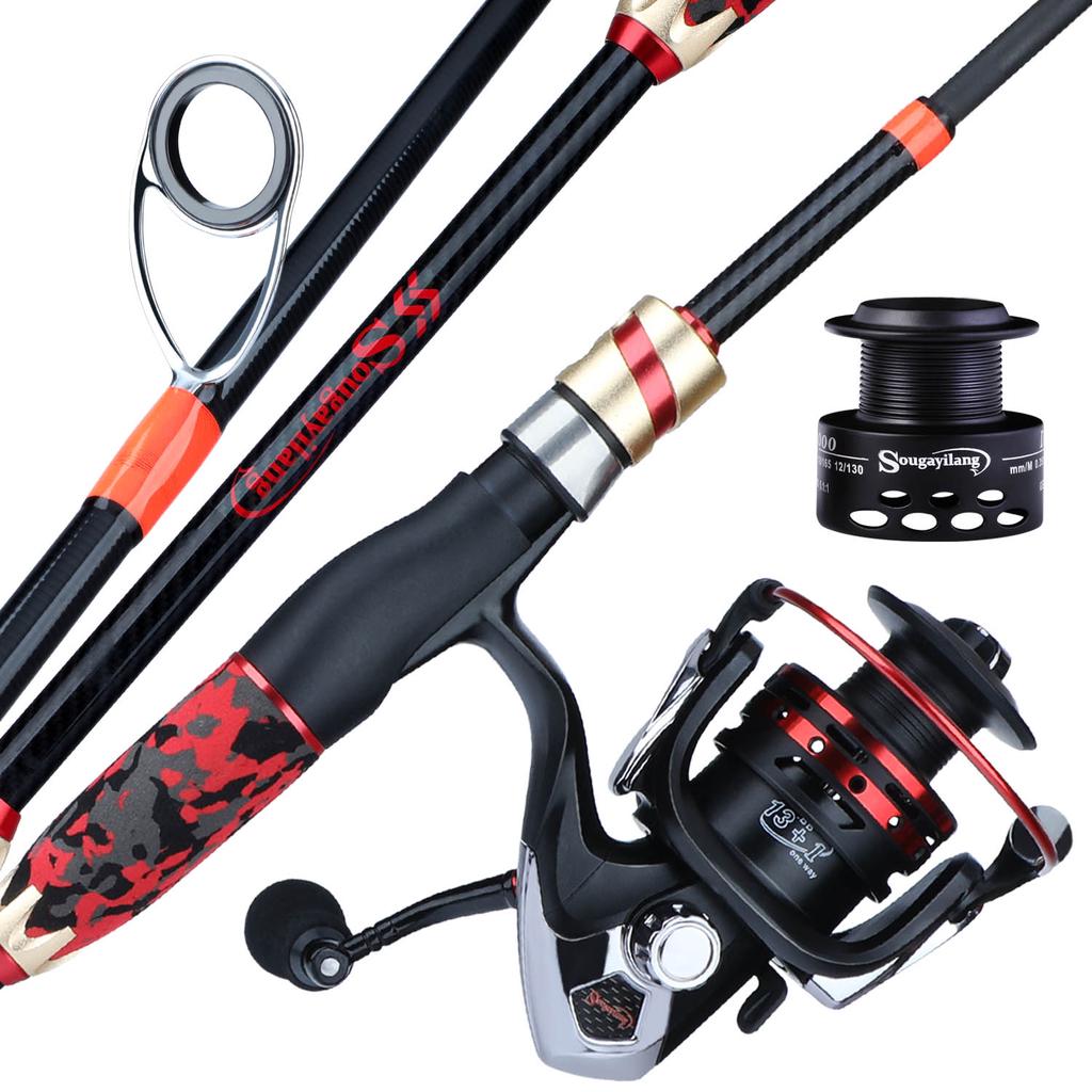 SOUGAYILANG Удочка Спиннинговая удочка Портативная сверхлегкая удочка Углеродная удочка для пресноводной морской рыбалки Снасти