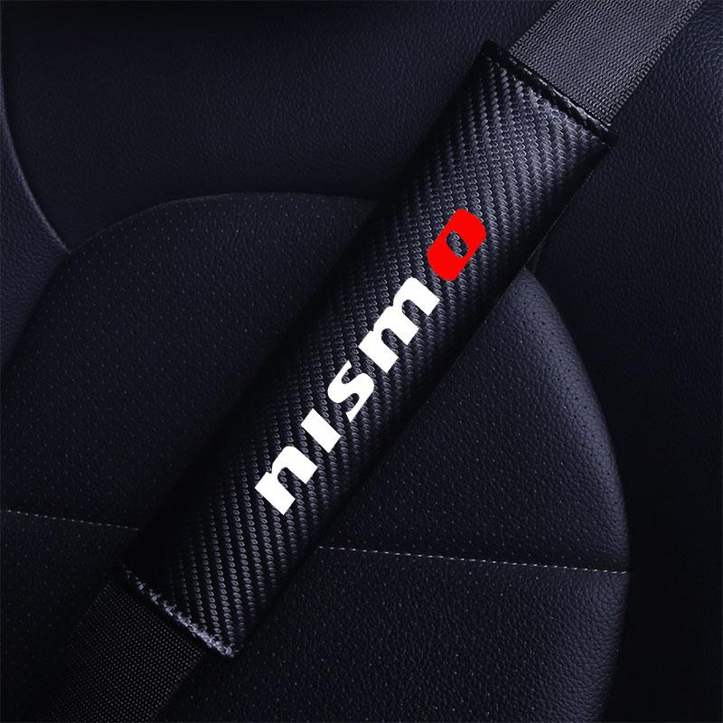 Car Styling Ornaments Car Seat Belt Harness Shoulder Adjuster Pad Cover Car Carbon Fiber Cover For Nissan nismo Car Accessories az3