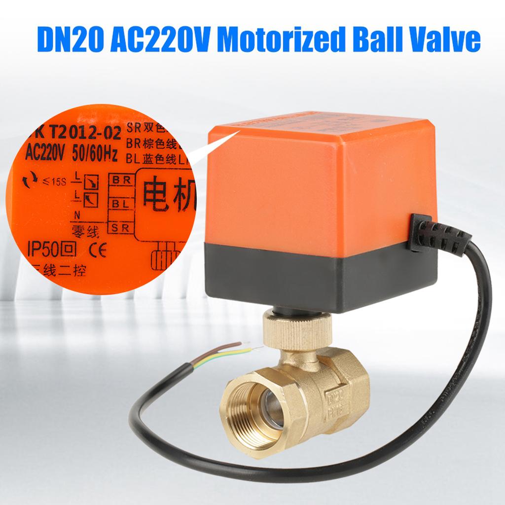 AC 220V G3/4\\\" DN20 2 Way Brass Motorized Actuator Ball Valve for  Conditioner