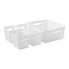 4 Piece Decorative Storage Basket Set Plastic Organizer Bins Durable White Baskets Home Kitchen Closet Toy Tool Storage