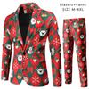 Print Suits Fashion Merry Christmas Men's Suits Jackets Casual Suit 2 Piece Suits(Blazers + Pants) Christmas Gift Set Men's Christmas Print Set Party