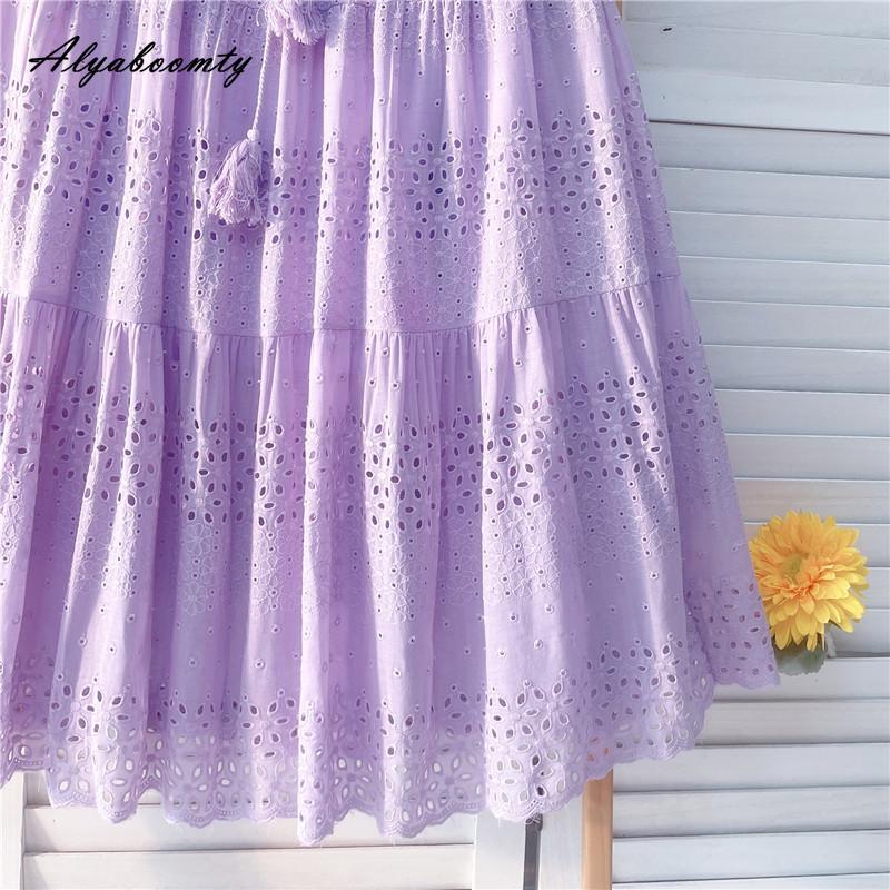 Весна-лето Женская милая юбка с высокой талией, фиолетово-зеленые юбки с кисточками, ажурные элегантные женские шикарные юбки