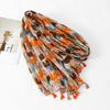 Bohemian Cat Pattern Tassel Scarf Long Animal Print Scarves Elegant Ethnic Style Wrap  Female