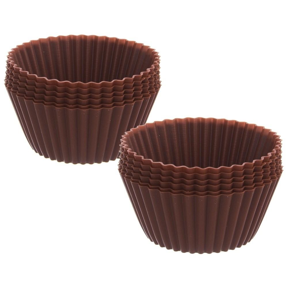 Foremki do muffinek na babeczki muffinki papilotki silikonowe brązowe 12 sztuk 5.5cm ORION 151757