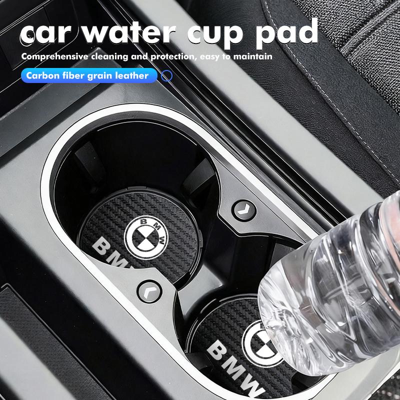 OOYR4 2pcs Car Cup Holder Insert Pad Emblem Coaster Anti-Slip Mat For BMW Performance X1 M3 M6 F01 F02 E34 E36 E60 F10 F20 X6