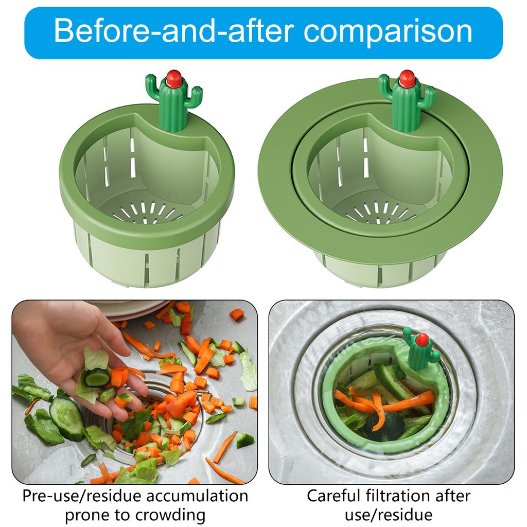 Инновационный кактус Кухонный фильтр для отходов Пресс-релиз Сливная корзина Многофункциональная Зеленый кактус Сетка для фильтра раковины