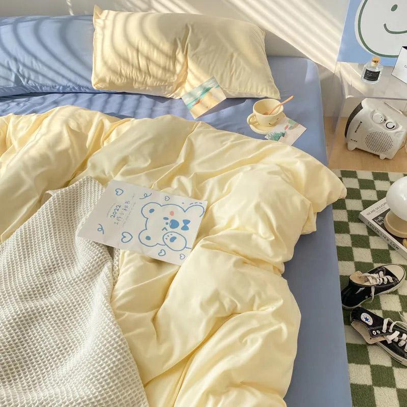 4 шт./комплект, простые однотонные простыни и пододеяльники разных цветов, комплект постельного белья Ins для студенческого общежития, покрывало на кровать 1,2 м, наволочки, комплект из 3 предметов