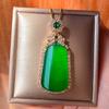 Ювелирные изделия Медное основание Позолоченный Инкрустированный Жадеитом Зеленый Золотой Кулон С аннотацией Независимо от бренда Ожерелье Жадеитовый Кулон
