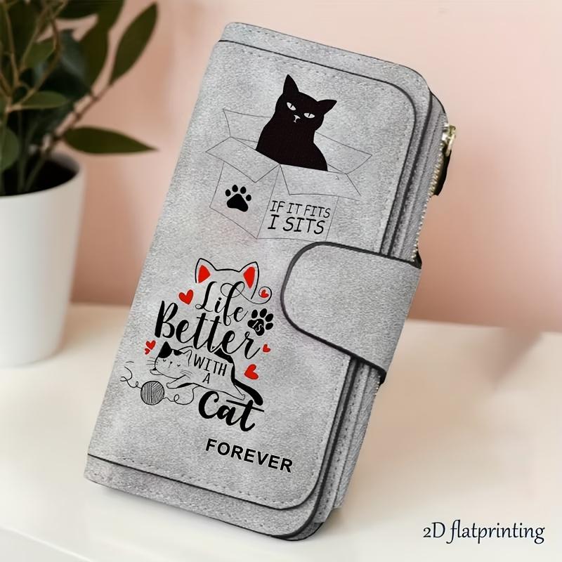 Женский кошелек-коробка с котиком, складной, многофункциональный, с защелкой для монет, милый дизайн, портативный держатель для карт для ежедневных поездок, путешествий на природу, на день рождения