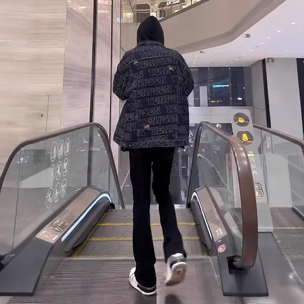 Американский стиль Укороченные брюки-клеш Модный бренд High Street Весна и Осень Облегающие джинсы Мужские Тонкие Узкие Прямые брюки