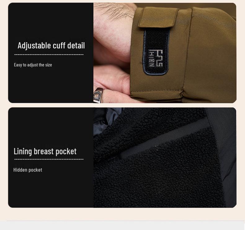 Мужская хлопковая куртка средней длины с капюшоном большого размера - Зимняя модная марка 808