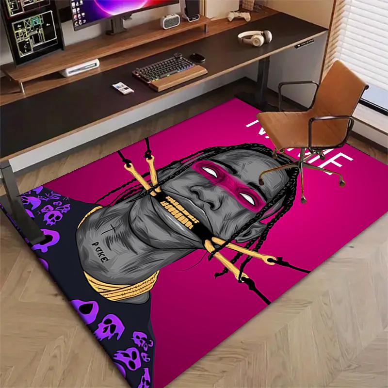 Custom Rapper Mat Personalized Name, Polyester Washable Indoor Entryway Rug, Gift for Christmas, Easter, Thanksgiving Day