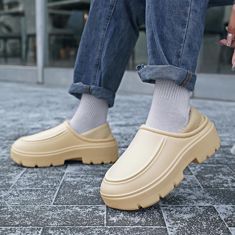 Теплая зимняя хлопковая обувь, женские теплые меховые домашние тапочки, нескользящие плюшевые тапочки из ЭВА, домашние тапочки для пар с толстой подошвой, шлепанцы