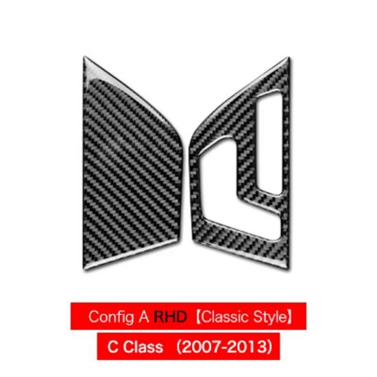 2 шт. углеродное волокно для Mercedes Benz C Class W204, аксессуары, регулировка автомобильного сиденья, кнопка переключения панели, крышка, наклейки внутри