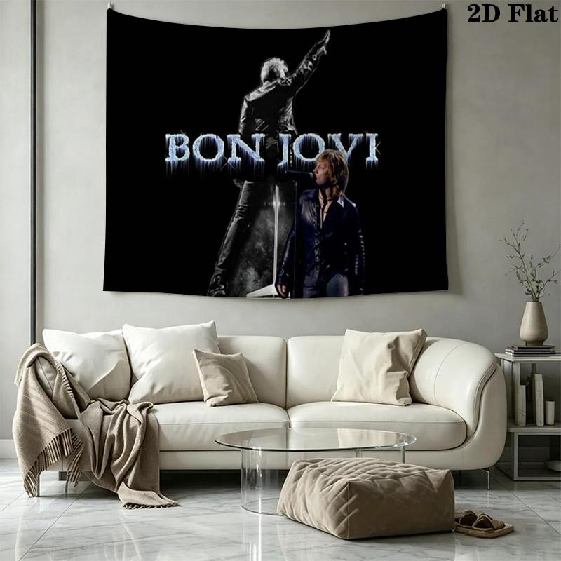 Bon Jovi Band Wall Tapestry Aesthetic Wall Hanging Printed Fabric Blanket Decorative Tapestries for Bedroom Living Room Home Decor