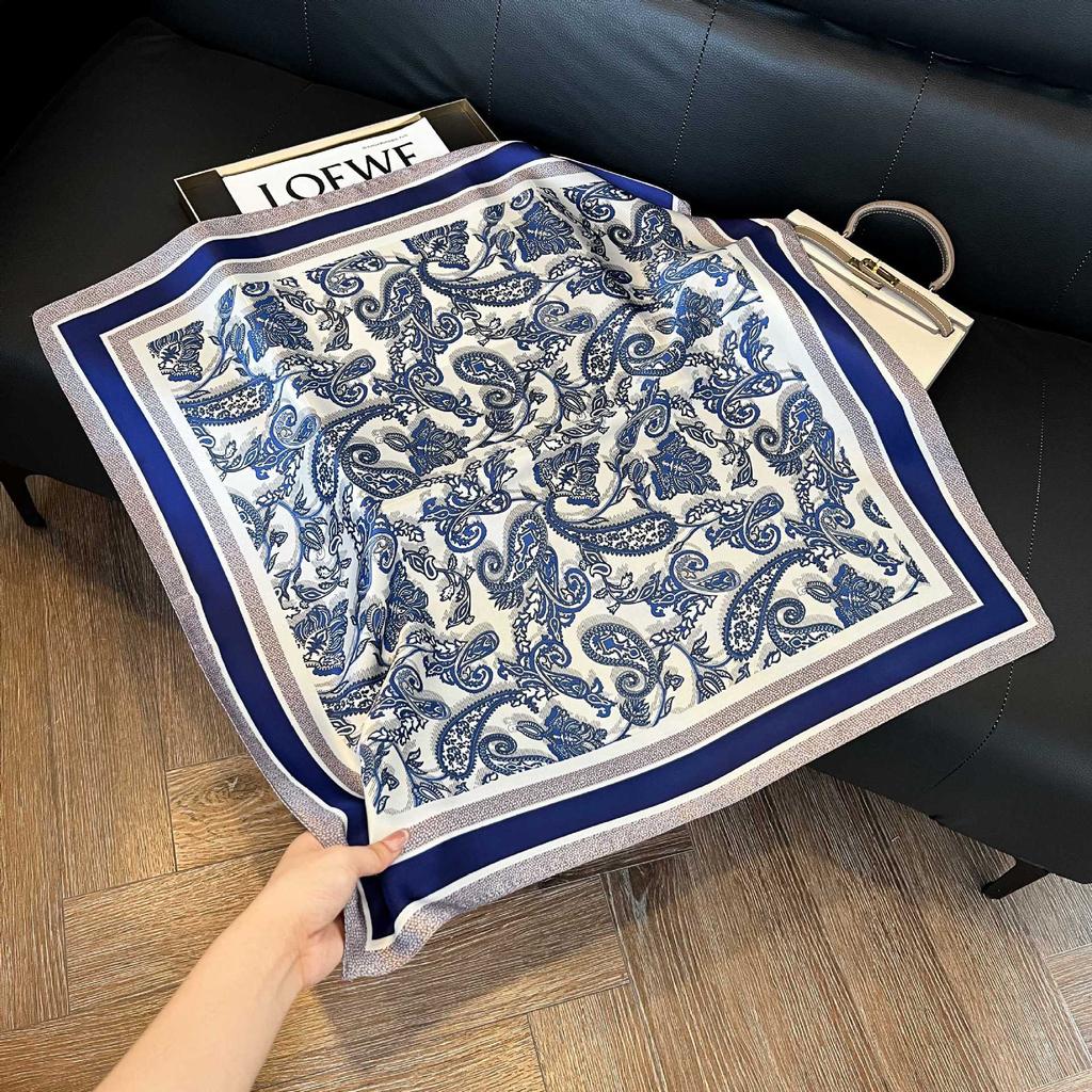 Luxury Paisley Square Scarf Women Print Satin Neckerchief Spring Hair Band Foulard Bandana Echarpe Tie Shawl Wraps