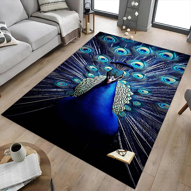 1PC peacock feathers Extra Large Non Slip Floor carpet, Office, family, bedroom, Studio Large Area Rug Indoor Rugs, Vibrant Colors