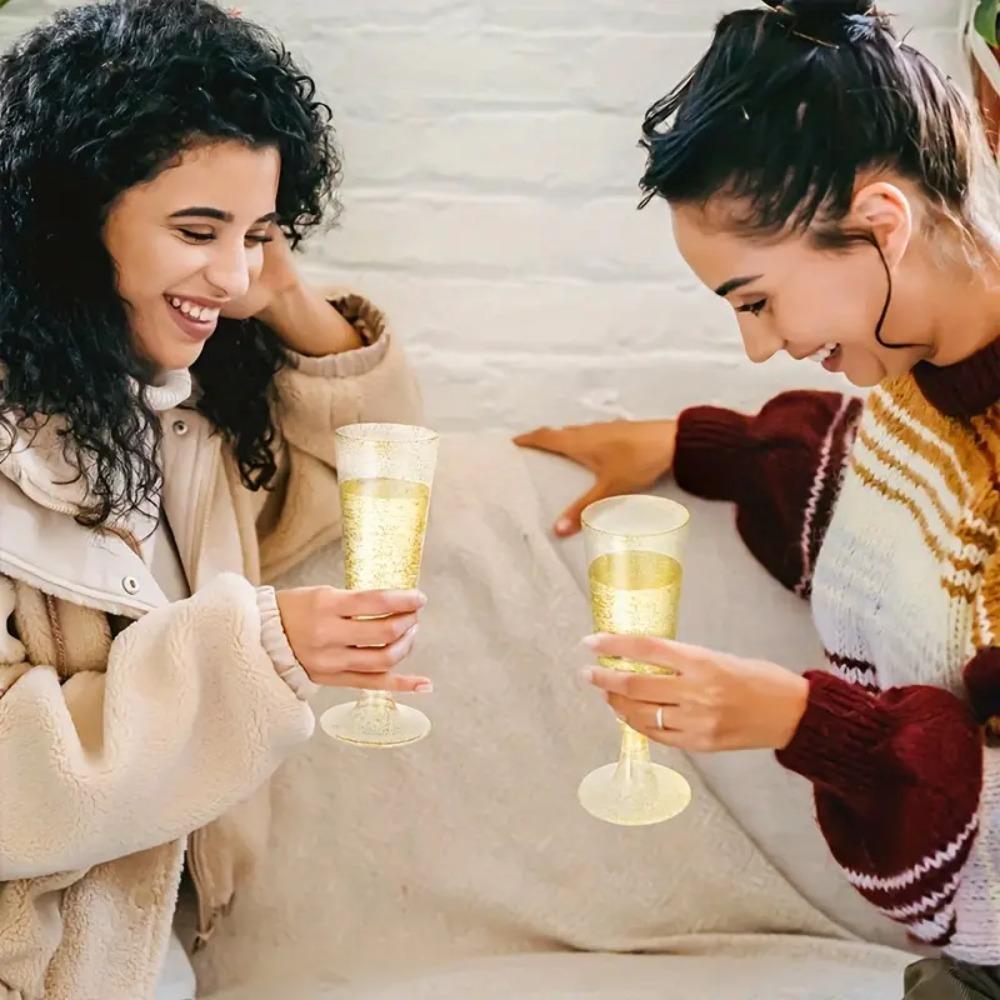 10pcs Durable Plastic Champagne Flute Goblet Clear Margarita Glasses Red Wine Glass  Christmas Party