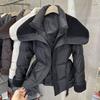 Lamb Wool Spliced Cotton Jacket With Belt Women's Autumn Winter Stand Collar Thick Short Outwear Long Sleeved Warm Coat