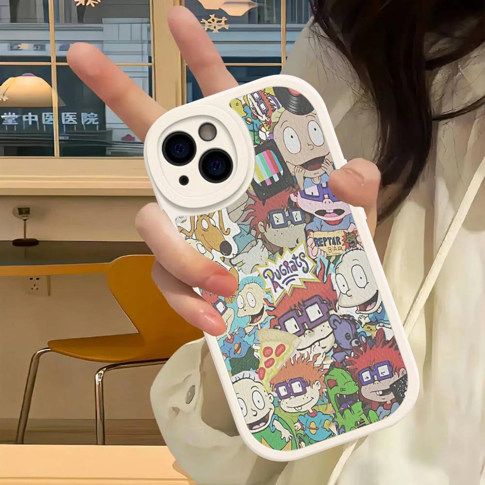 Children Animation R-Rugrats Leather Phone Case For IPhone 16 15 14 13 12 11 Pro Max Plus Shockproof Cover