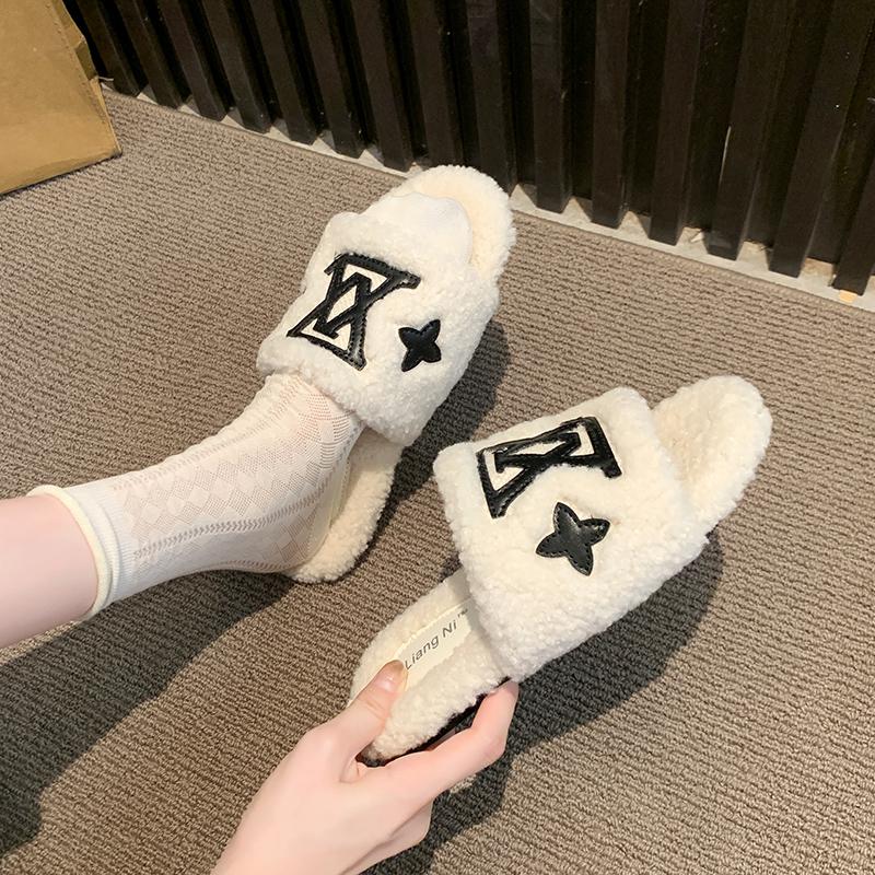 Мода 2025 Новые Популярные Женские Тапочки Вечеринка Плюшевые Летние Новые Самые Продаваемые Пушистые Домашние Туфли Меховые Шлепанцы Женские Слайды Меховая Обувь