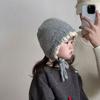 Lace Up Design Warmer Beanie Cap Windproof Outdoor Thick Ear Protection Bonnet  Girls
