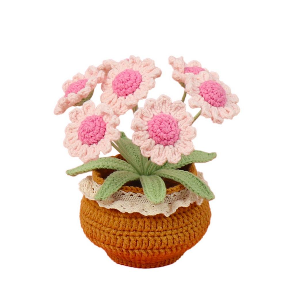 Вязаные тюльпаны хризантемы растения украшения ручной работы цветочный горшок украшения для дома