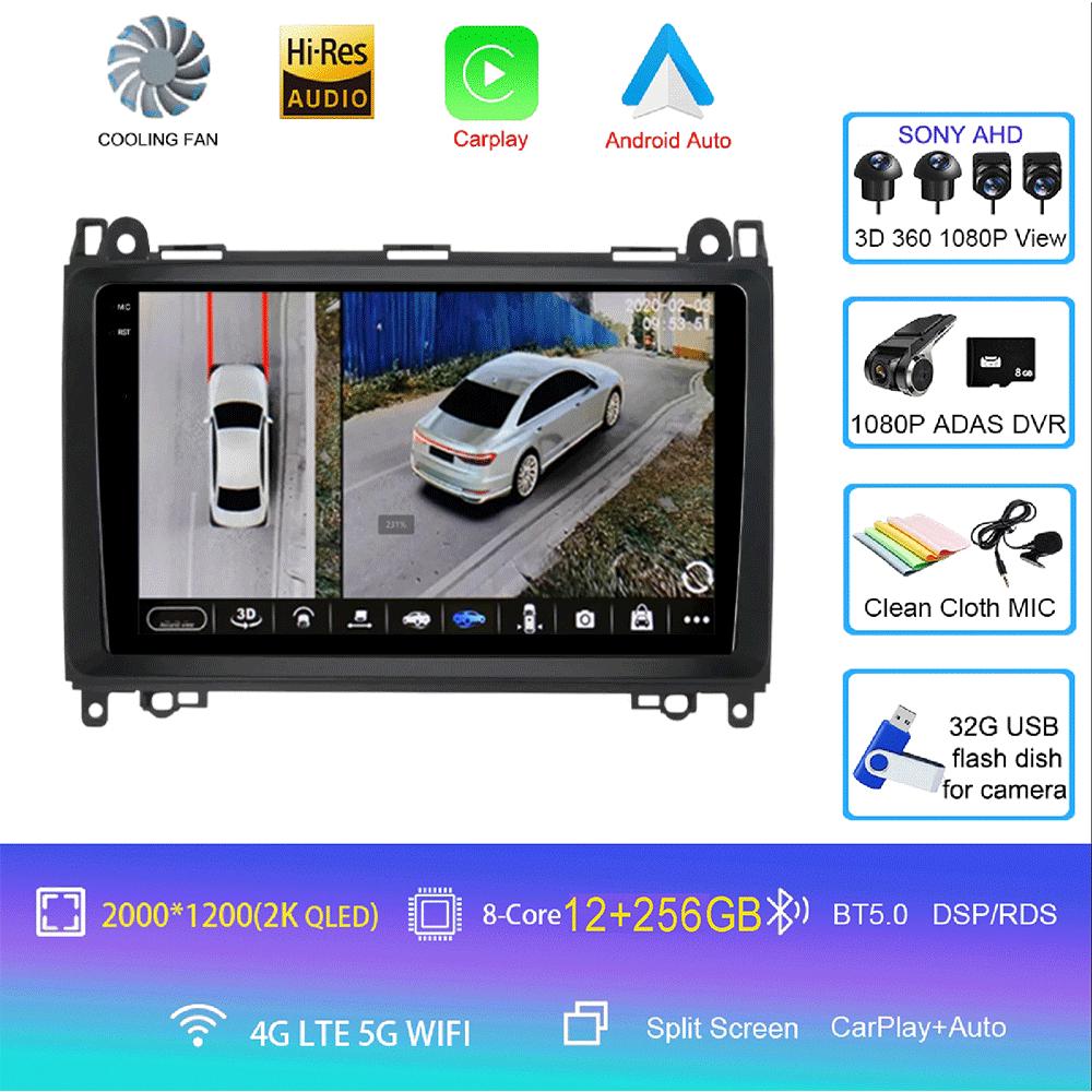 Видеоплеер Android 14 9'' для Mercedes Benz B200 Sprinter W906 W639 AB Class W169 W245 Viano Vito Car Radio Multimedia GPS DVD
