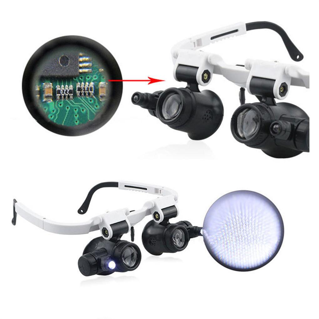 Jewelry Magnifying Glasses with LED Light Magnifier Eyeglasses Portable Lighted Loupe Tools Electronic Repair Close Work