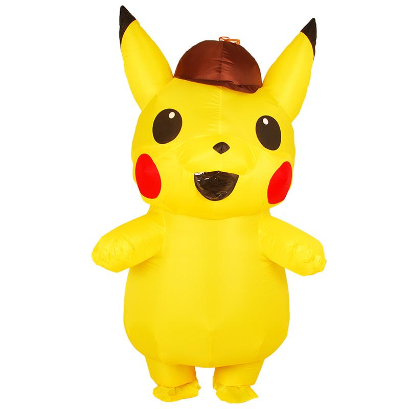 Adult Kids Mascot Detective Pikachu Inflatable Costume Cosplay Dress Halloween