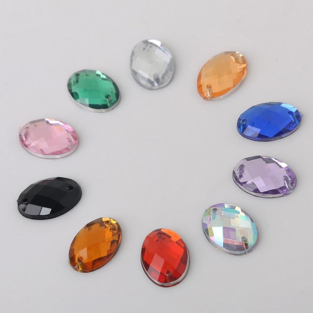 50 шт./пакет, стразы с плоской задней частью, овальные акриловые бусины, пришитые стразы, хрустальные камни для рукоделия, украшение одежды