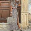 Women Summer Boho Ruffle Maxi Beach Dress Ladies Party Floral Long Sundress - Pengj
