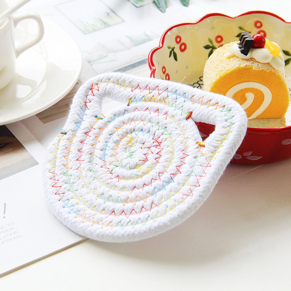Yarn Braided Cute Cat Ears Placemats Non-Slip, Heat- Resistant For Dining Table