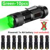 Mini LED Flashlight Green/Red Zoomable Tactical Torch Lamp Hunting Portable Torch Flash light Adjustable Flashlight for Hiking