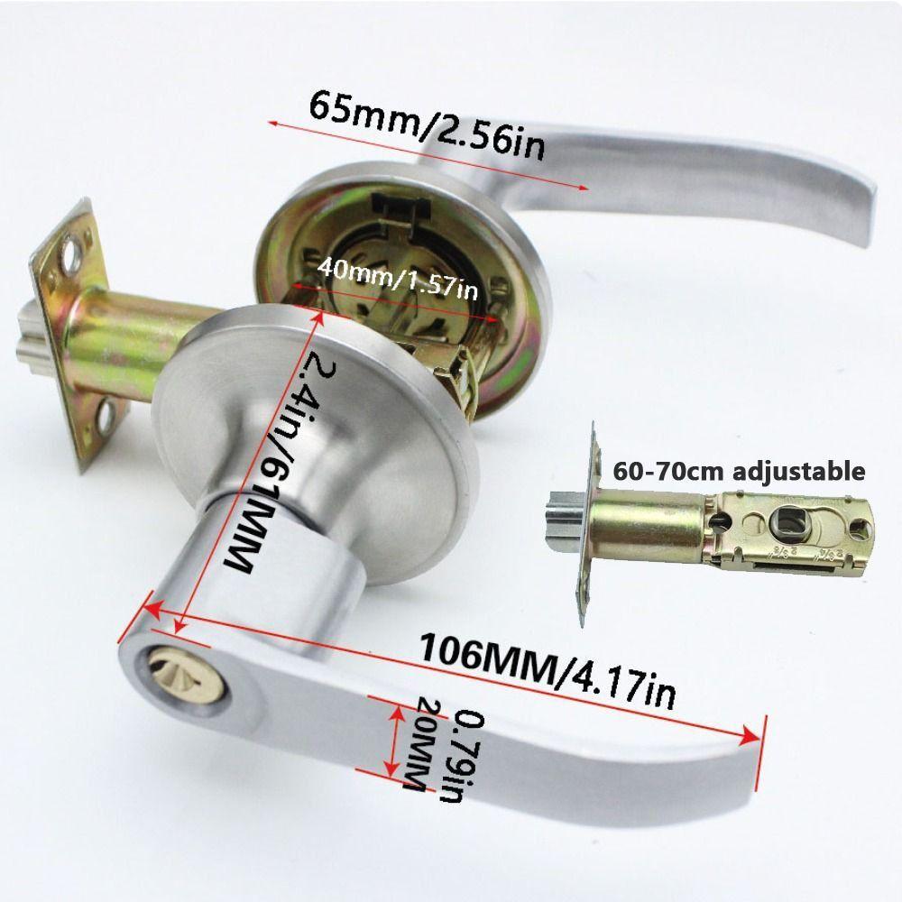 Серебристый Замок для Домашней Двери Трехполюсный Сферический Замок с Тремя Ручками-Планками Дверная Ручка Замок Ванная