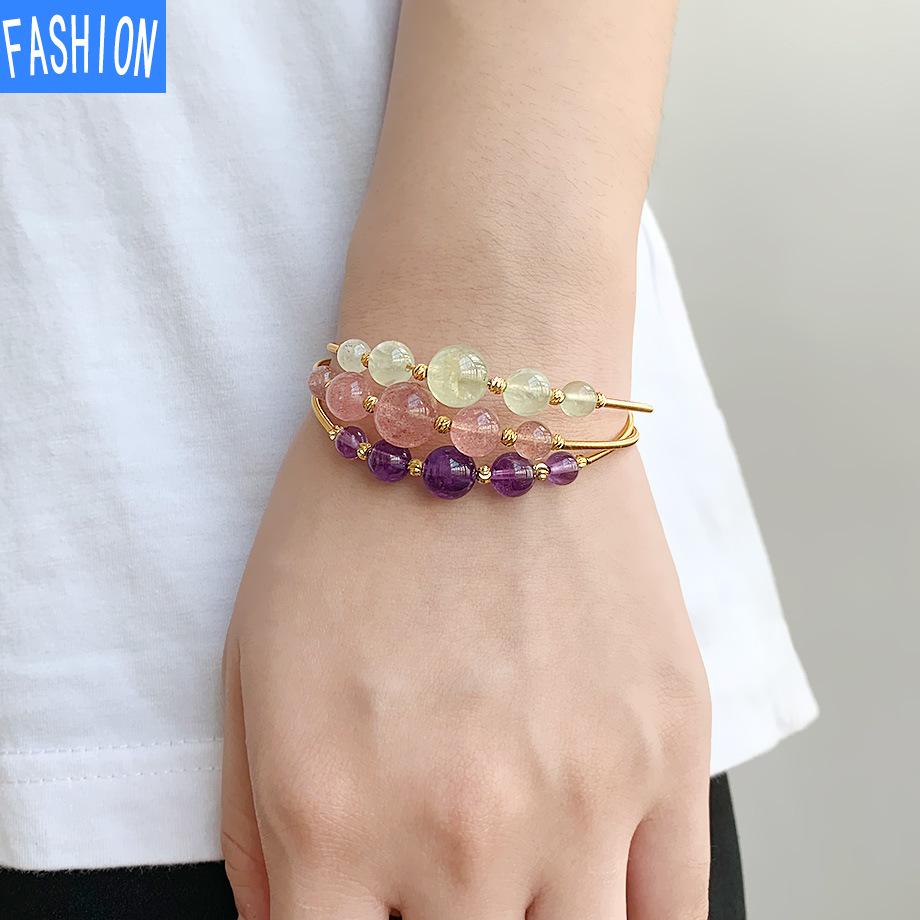 Натуральный кристалл, круглый бисер, геометрический художественный простой браслет