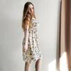 2023 Summer Floral Printed Chiffon Mini Dress Women Casual Fashion Spaghetti Strap Sleeveless Elastic High Waist Dress