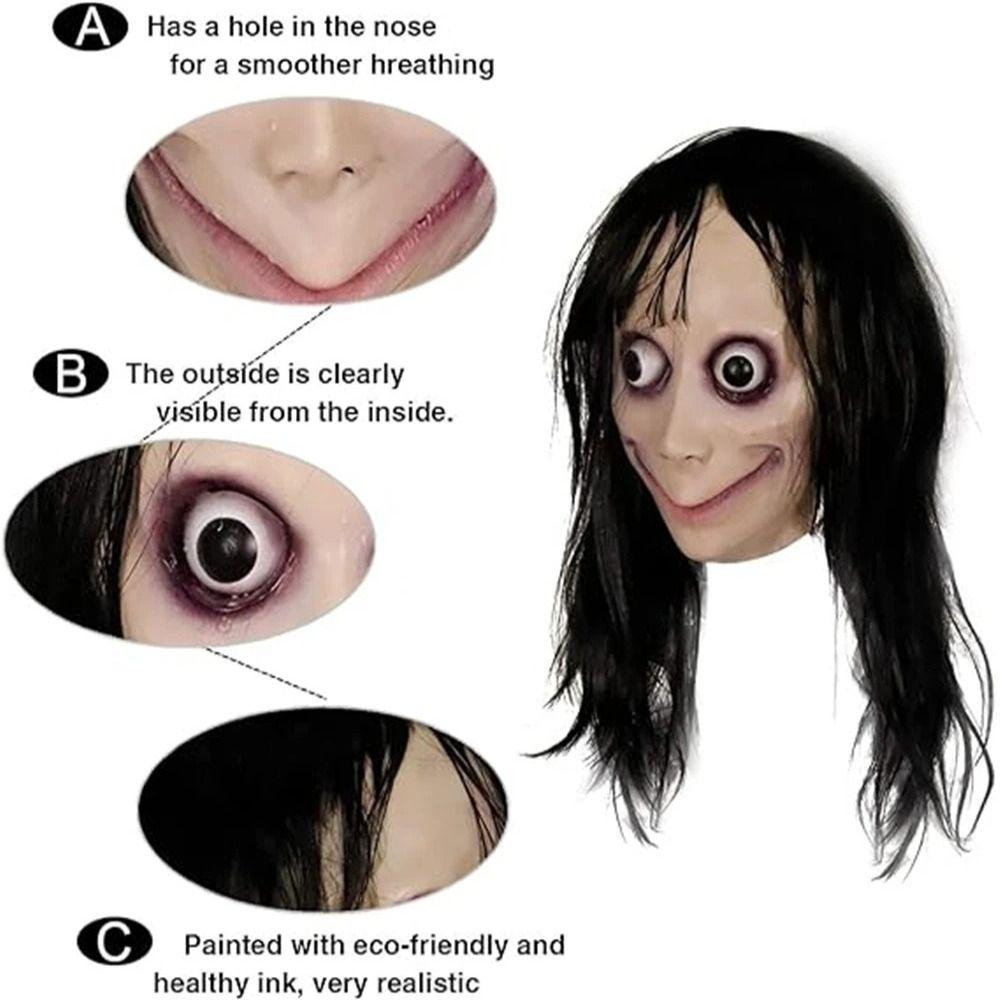 Headgear Wig Momo Scary Mask Scary Halloween Mask Funny Latex MoMo Maske Men