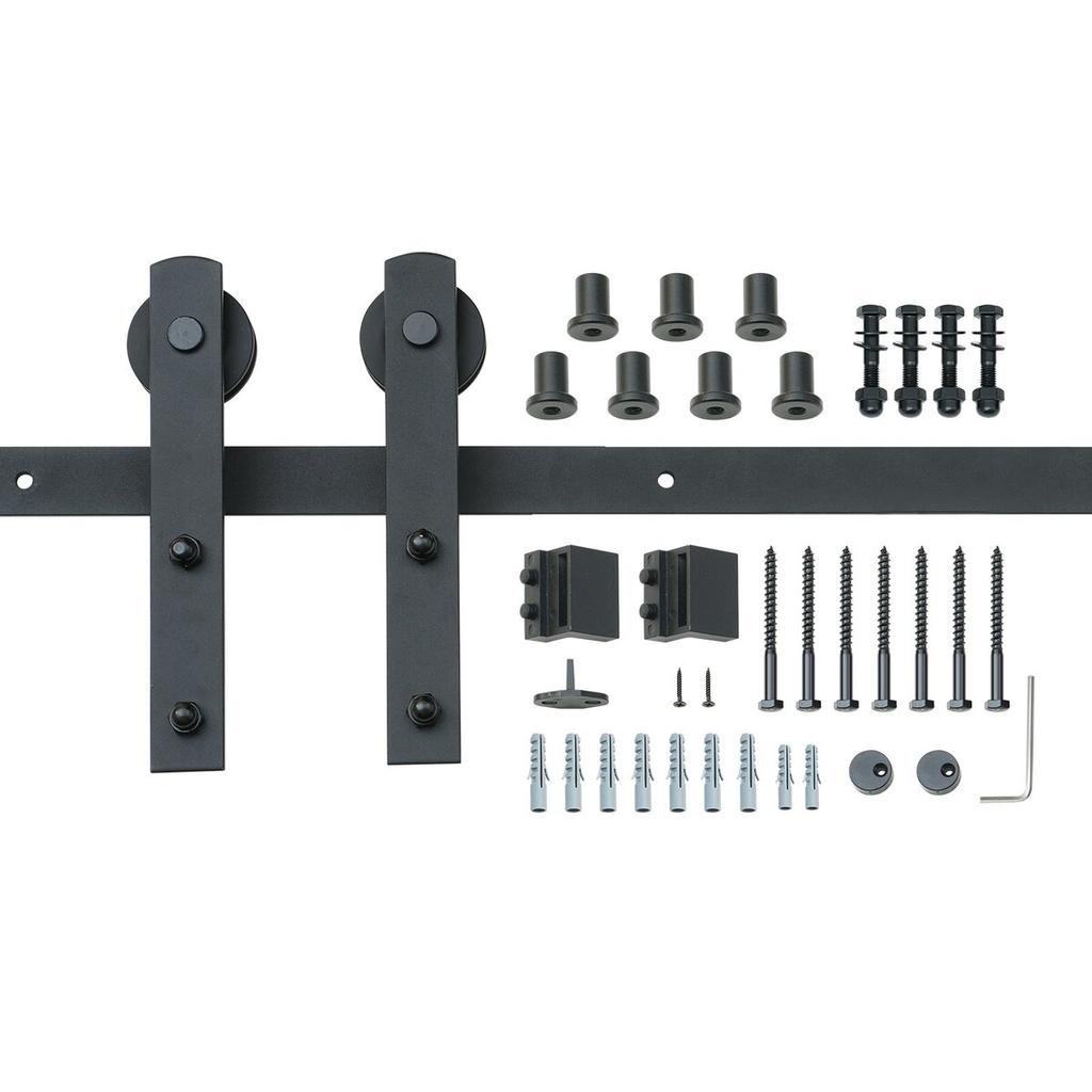 8FT Sliding Barn Door Hardware Kit, 330LBS Loading Heavy Duty Barn Door Track Kit for Single Door, Fit 3.7-4.3FT Wide and 1.3"-1.8" Thick Door Panel,