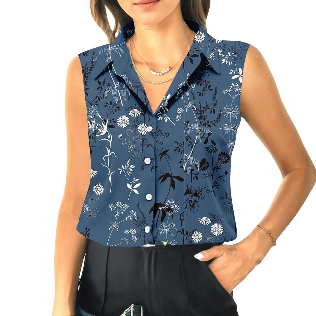 Женский летний свободный топ без рукавов с воротником-стойкой