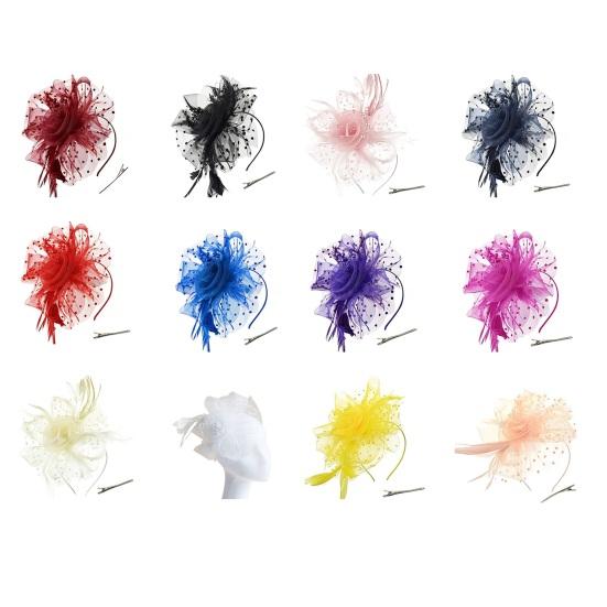 Girls Hoop Bridal Elastic Design Feather Hair Floral Hairpin Flower Headdress
