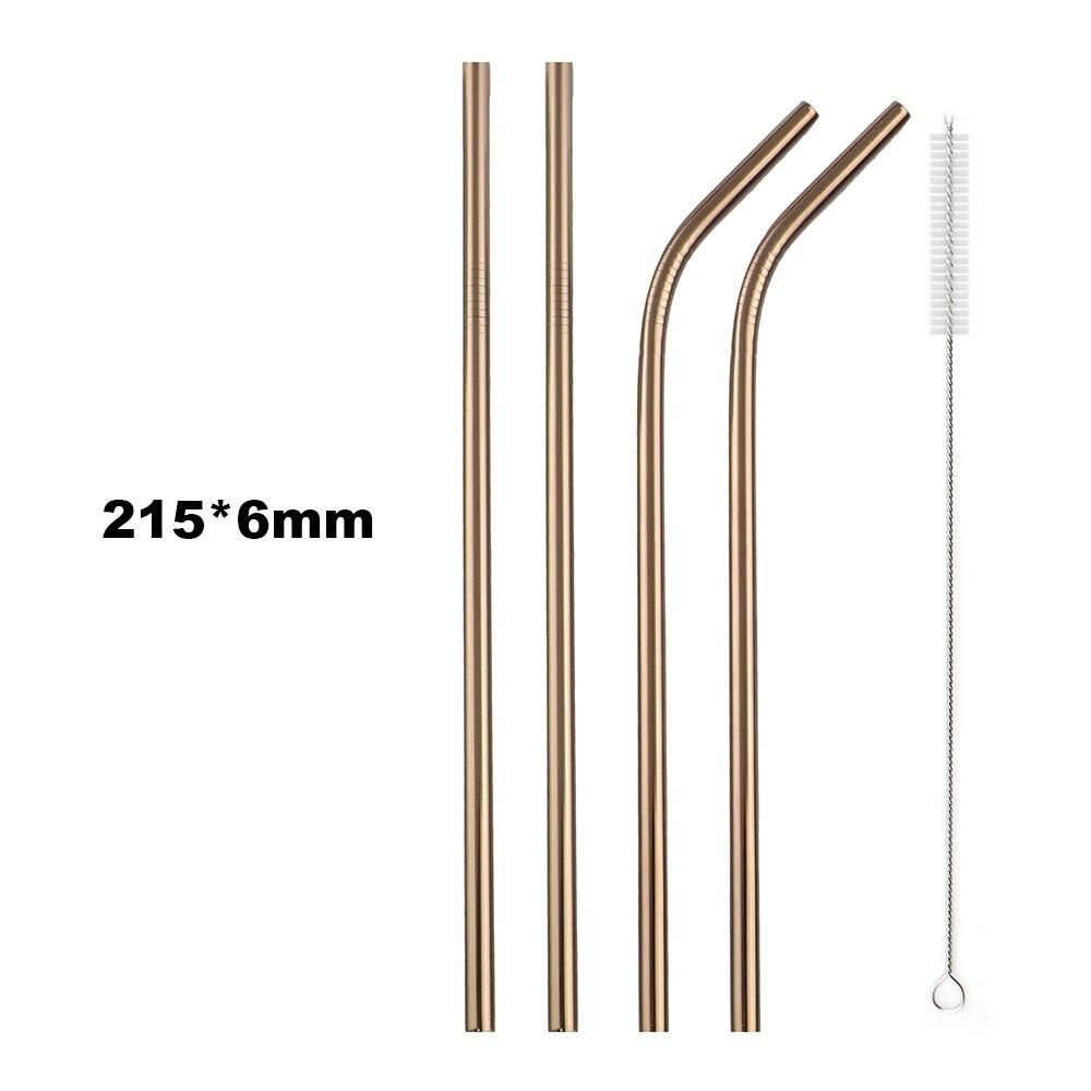 18/10 Stainless Steel Straw Set Reusable Drinking Straw High Quality Metal Colorful Straw With Cleaner Brush Bar Party Accessory