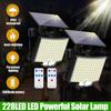 228LED Solar Light Outdoor Waterproof with Motion Sensor Floodlight Remote Control 3 Modes for Path Patio Garage Backyard Street