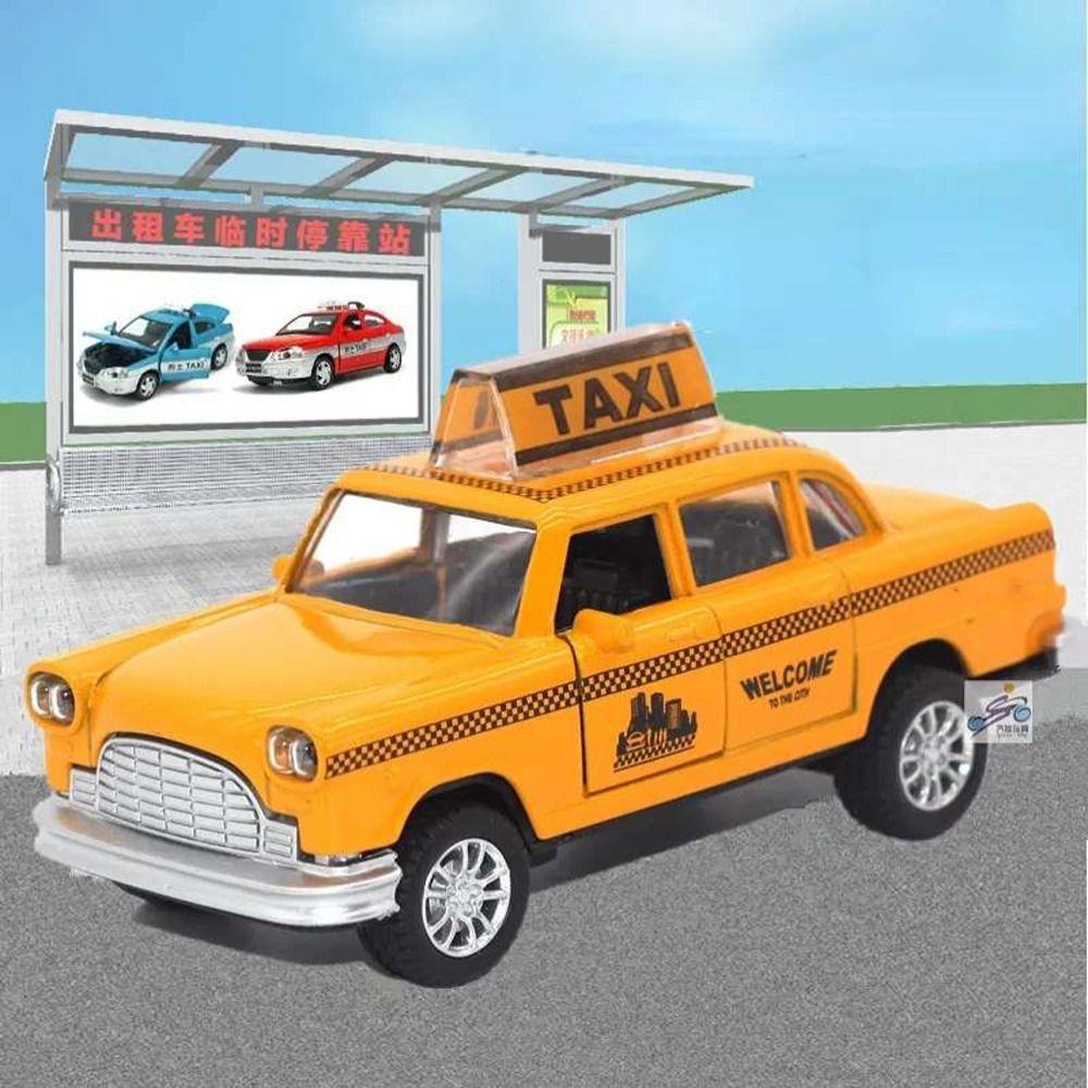 Zinc Zinc Zinc Alloy Taxi Model Toy Rubber Taxi Car Car Funny Miniature Toy Car  Kids Toys