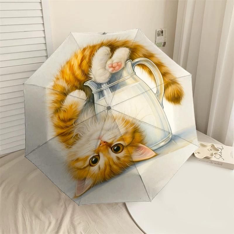 1PC cat milk Umbrella-8-Rib Reinforced, Automatic Open, Lightweight & Durable, Cute Fashion Accessory for Outdoor-P22