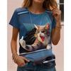 Женская футболка с принтом животных и буквами, повседневная, с коротким рукавом, круглым вырезом, обычные топы, повседневные, выходные, принт, лето