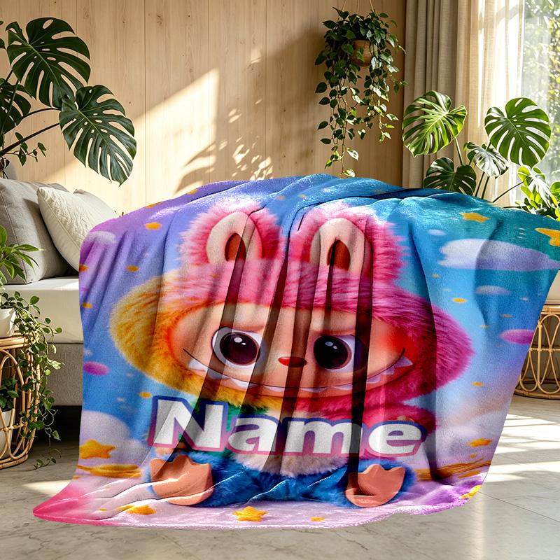 Custom Name Personalized Labubu Print Blanket, Home Decor, Bedroom, Sofa, Camping, Couch, Gifts for Birthday ChristmasEnthusiasts