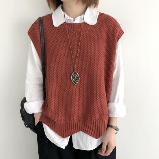 Женский вязаный жилет осень-зима с круглым вырезом сплошной цвет с волнистым подолом теплый мягкий свободный повседневный женский женский жилет без рукавов трикотаж