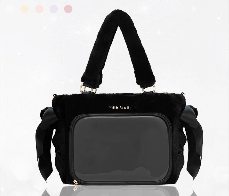 Плюшевая сумка-тоут через плечо Ita Original Bolsos De Mujer Прозрачный Tote Sac Femme Студенческие сумки с лентой для женщин Большая вместимость Bolso
